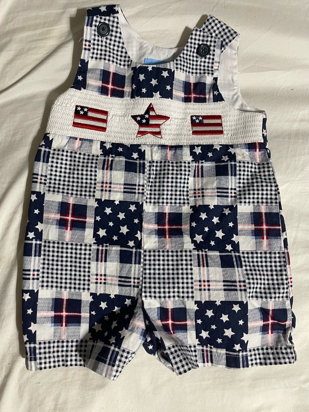 Good Lad size 12 months Smocked Patriotic Romper